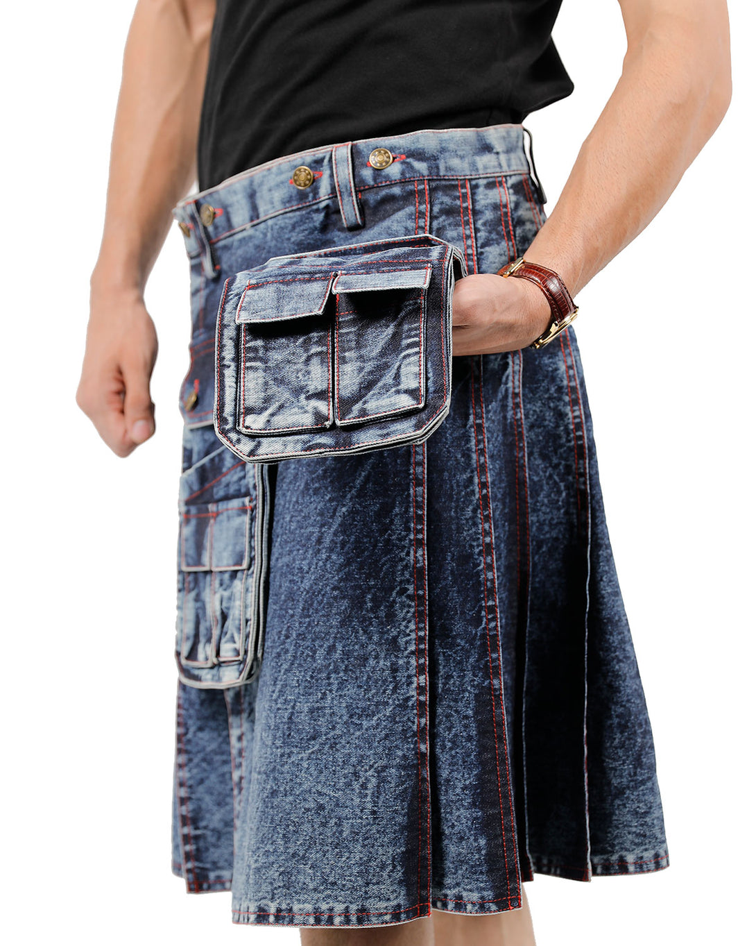 Voyager's Denim Kilt with pockets