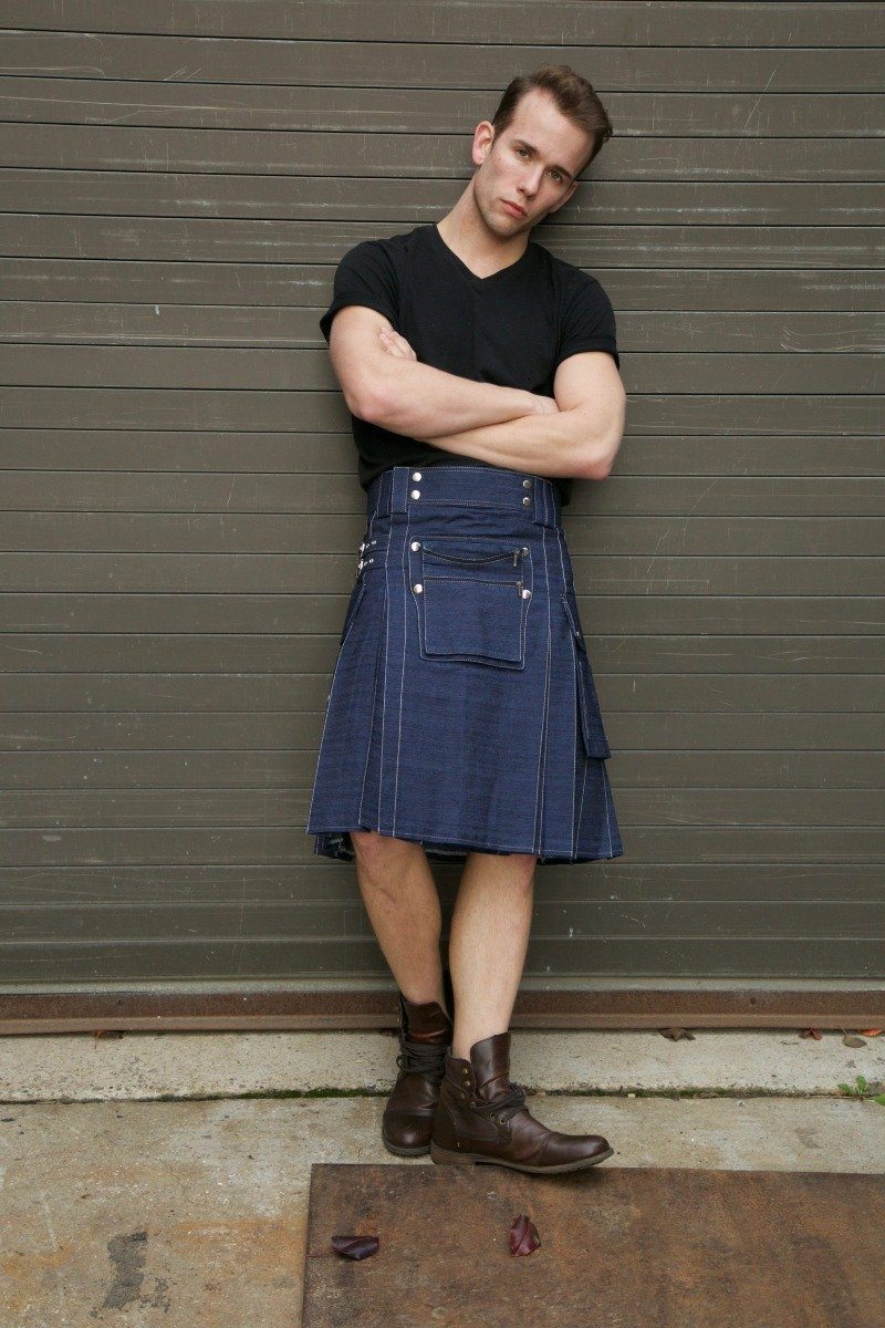 Denim Kilt for Rough & Tough Men - Front View