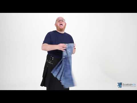 StoneWash Blue Denim Kilt - Video