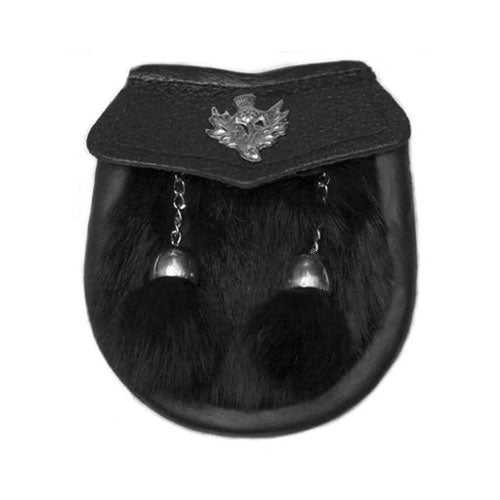 Boys Black Rabbit Fur Scottish Kilt Sporran