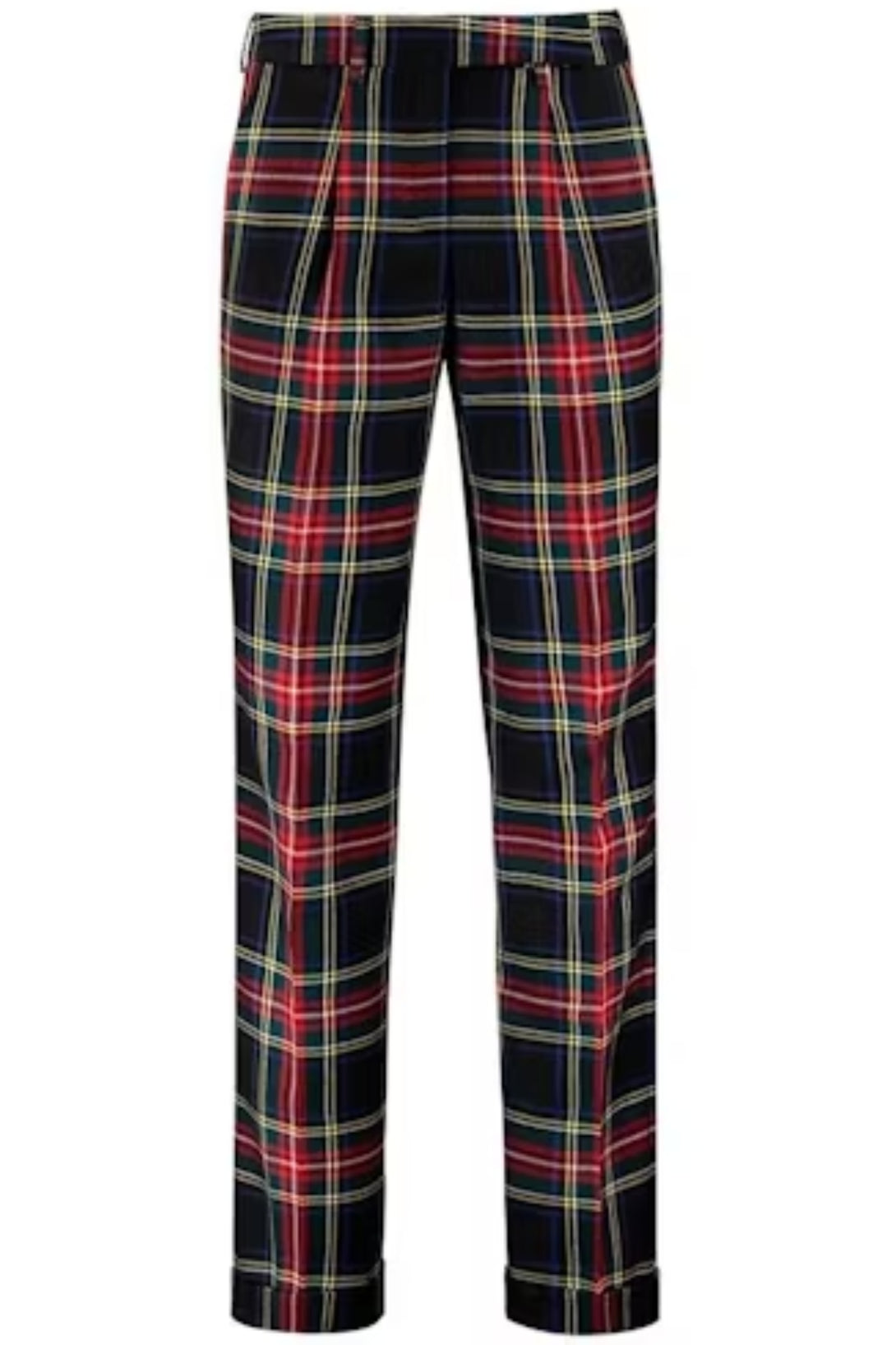 Ladies Wide Tartan Trousers with Turn Up -front