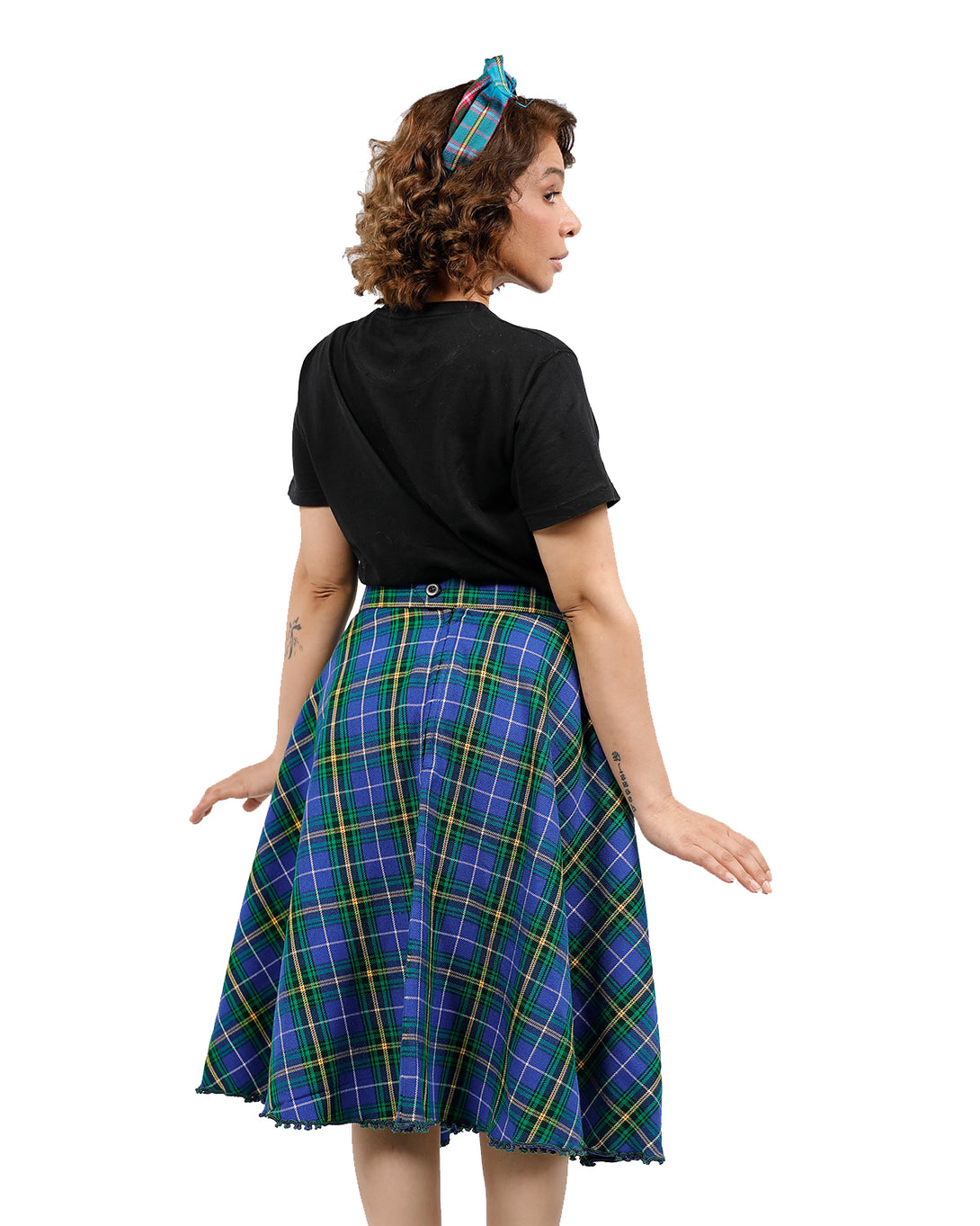 Midi Plaid A-Line Skirt - Back view
