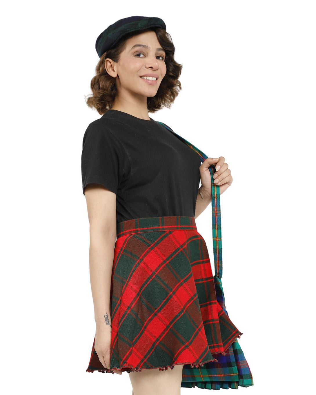 Tartan A-Line Skirt - left side view
