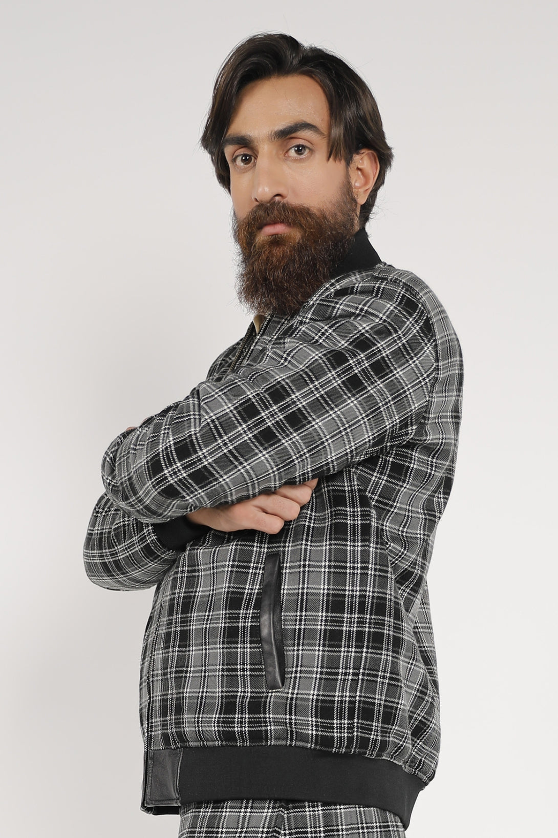 Plaid Bomber Jacket - Side view