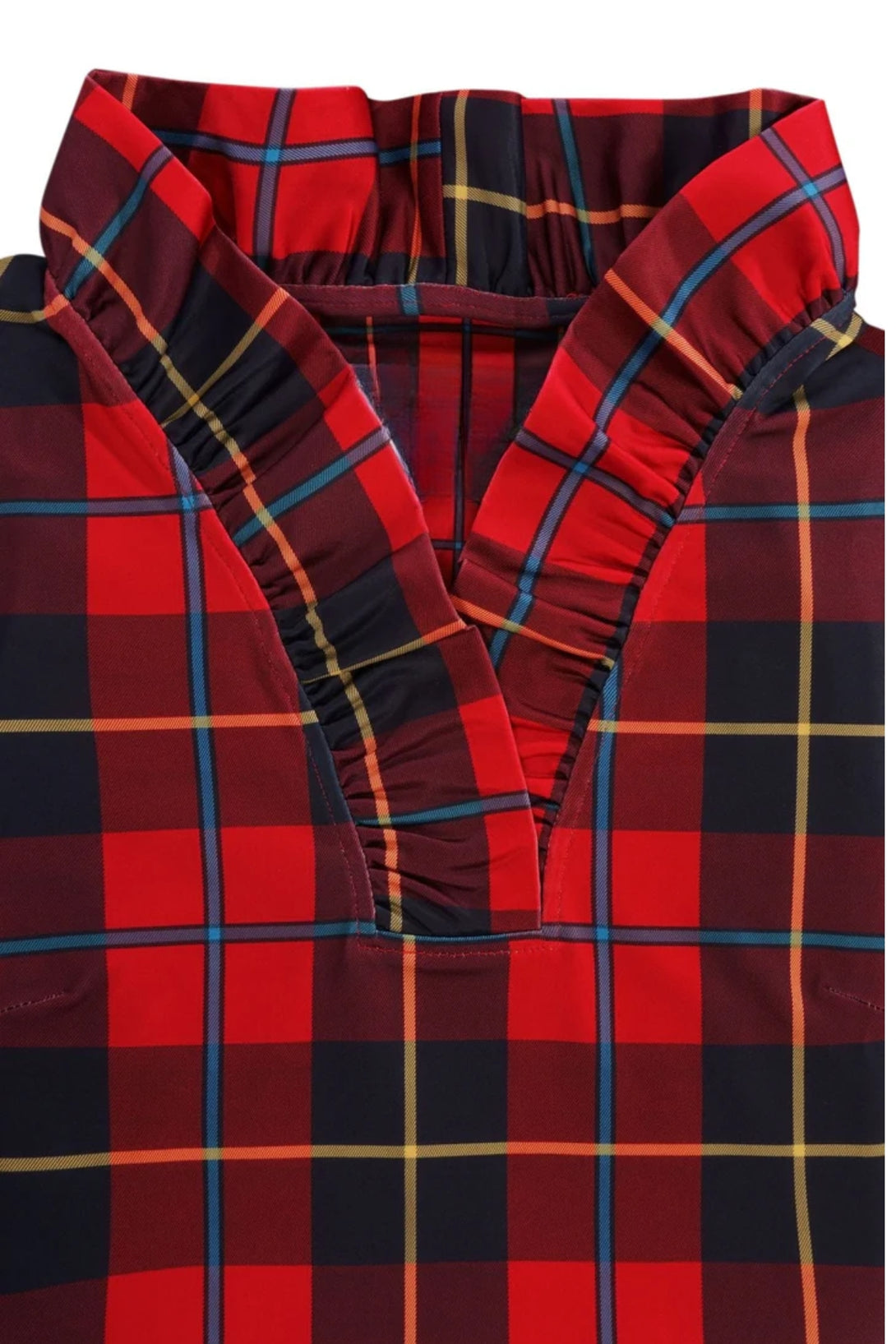Tartan Ruffle NeckDress