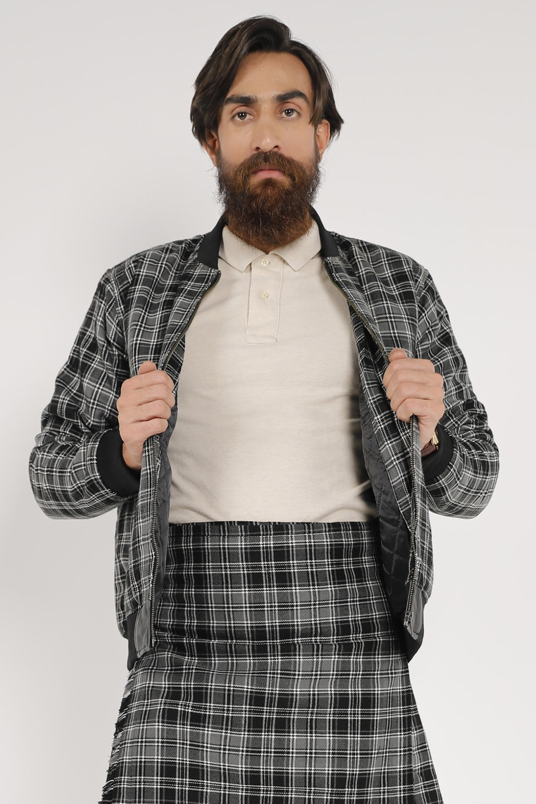 Plaid Bomber Jacket
