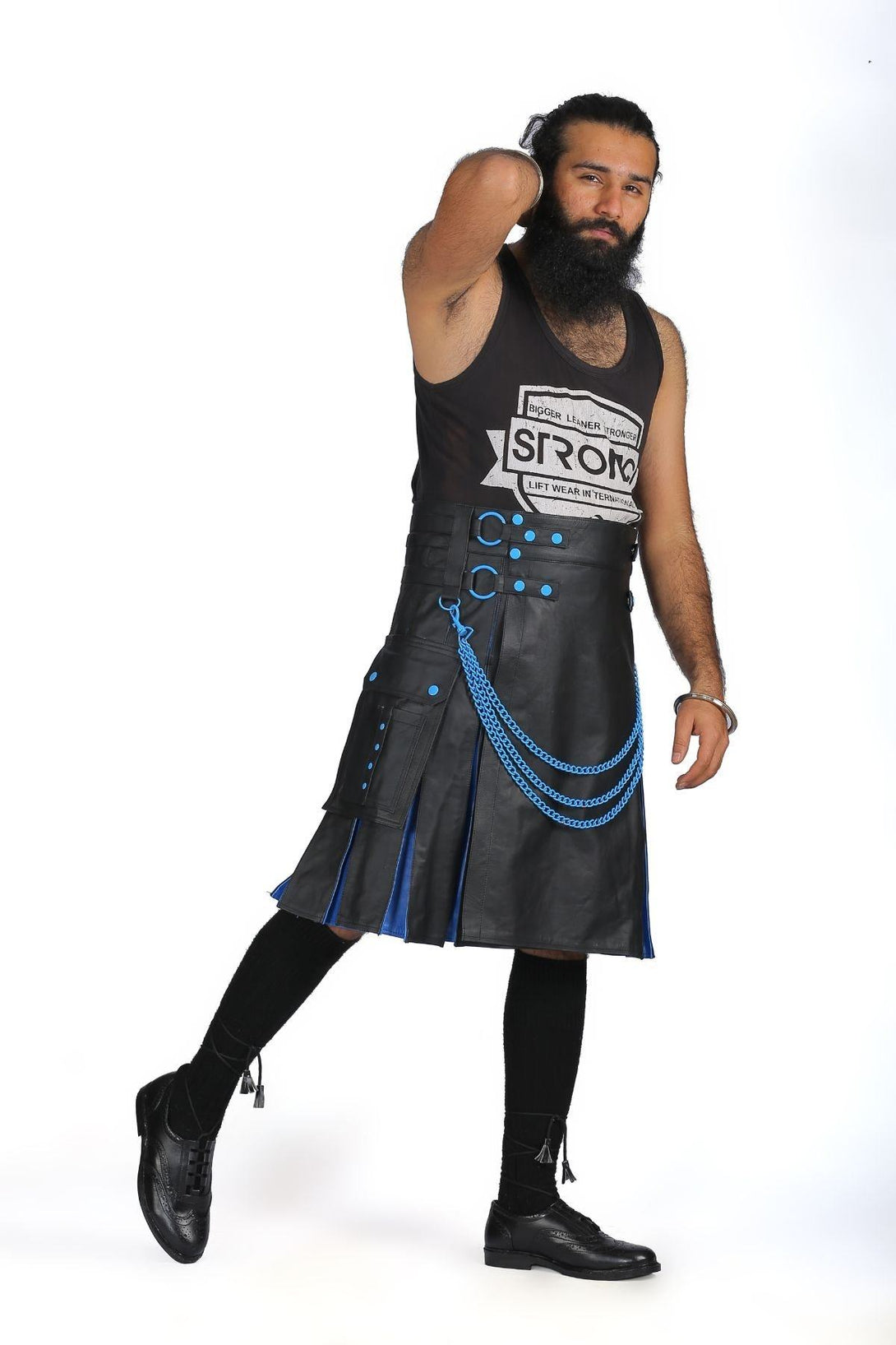 Trendy Unisex Two Toned Hybrid Leather Kilt for men