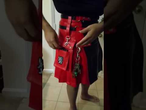 Red & Black Leather Fashion Kilt - Video