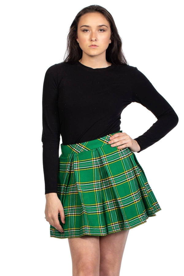 Box Pleated Tartan Skirt - front view