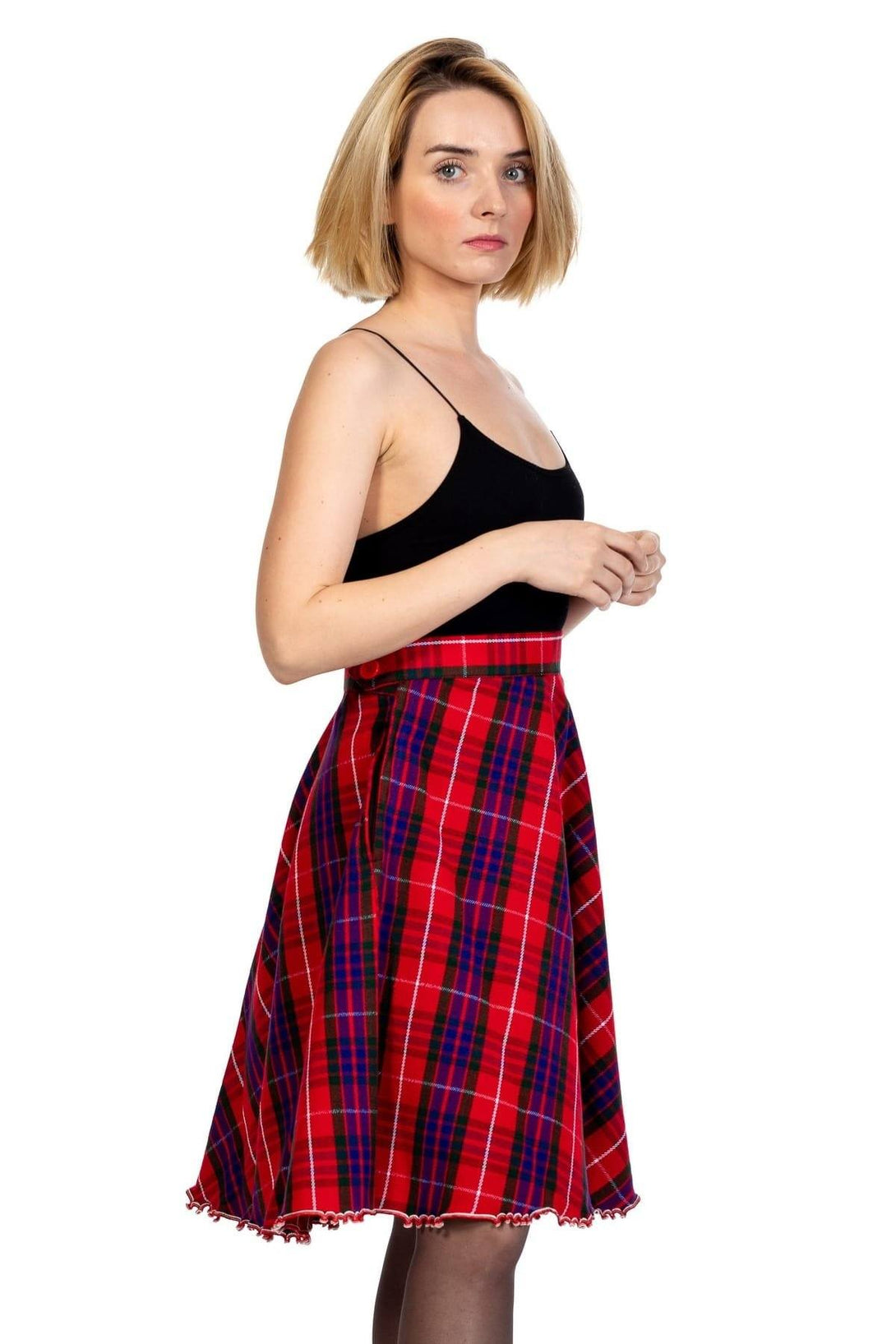 Tartan Midi A-Line Skirt-right