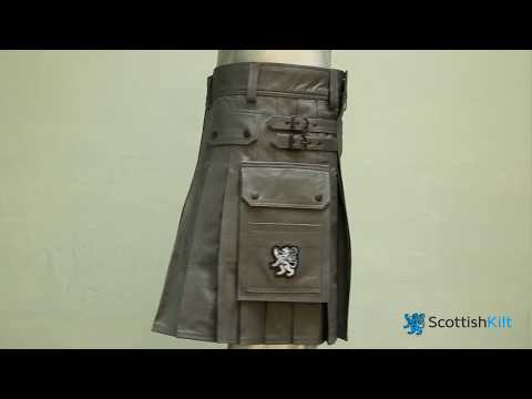 Leather Kilt With Twin Cargo Pockets - Video