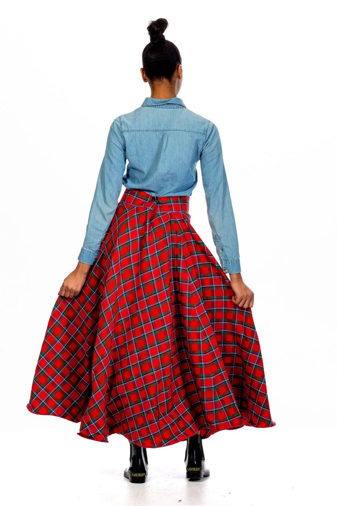 Florence Long plaid Skirt - back view