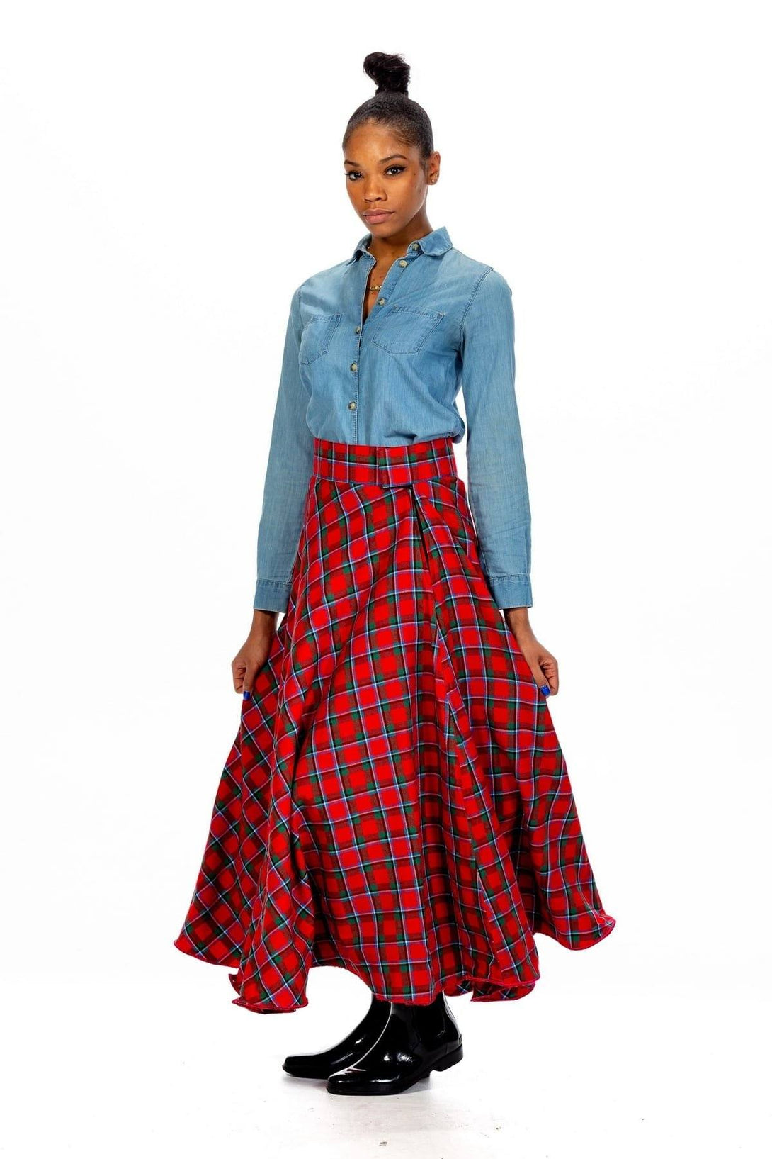 Florence Maxi Tartan Skirt - left side view