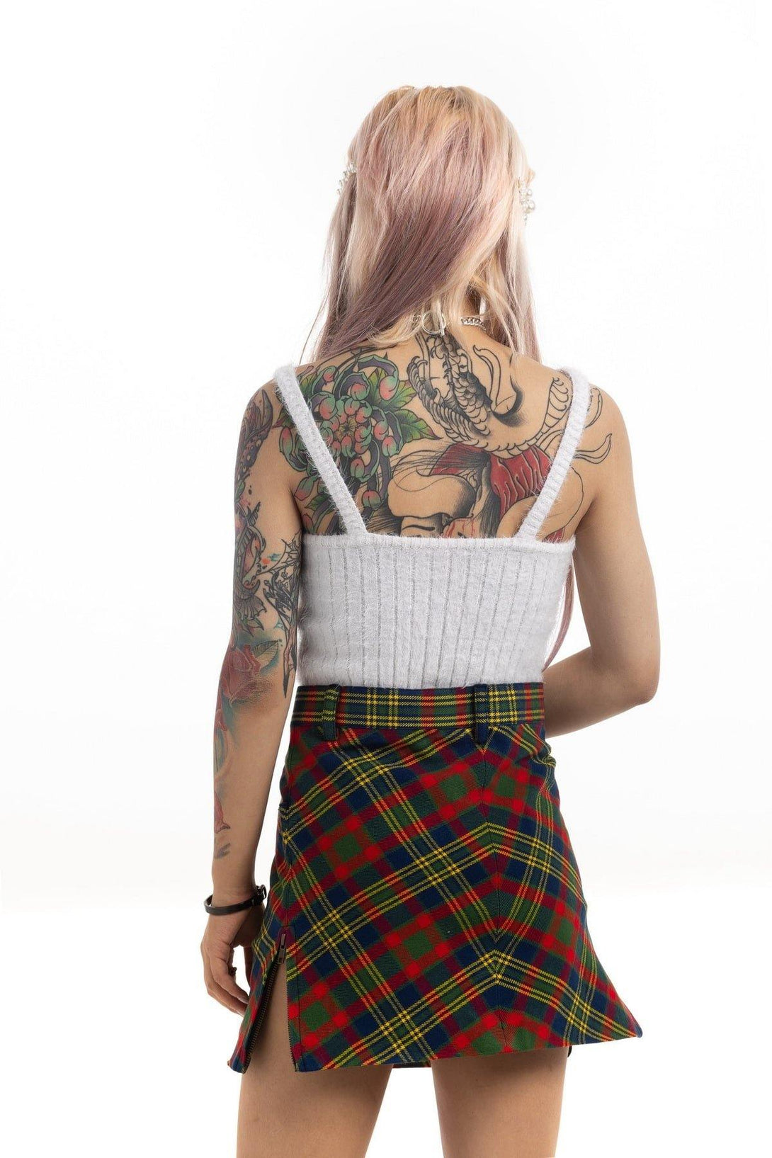 Plaid Mini Skirt - Back view
