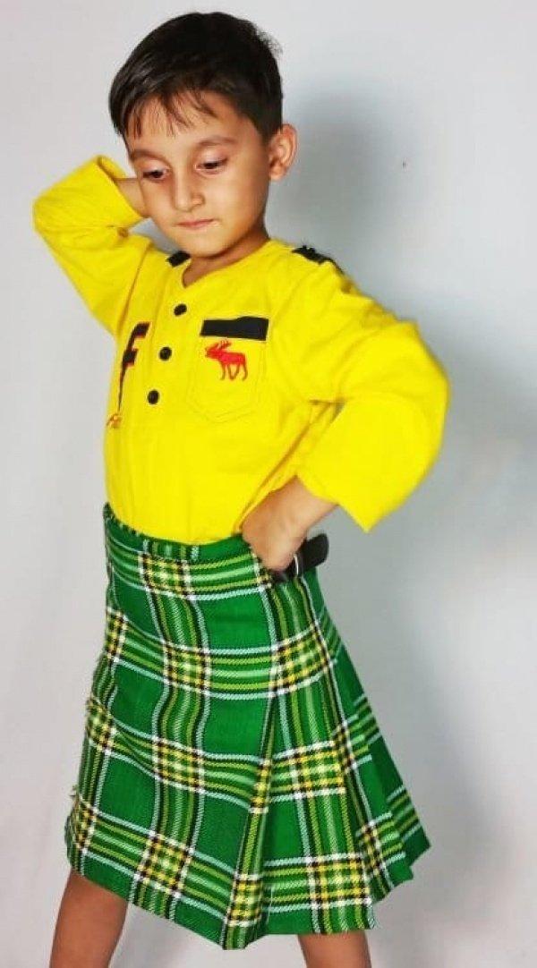 Irish Tartan Baby Kilt - Side pleats view