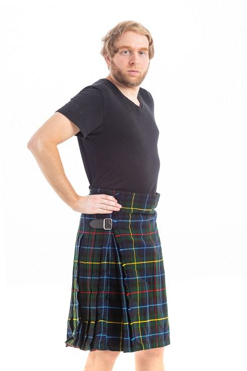 Plaid Vegan Kilt - Side kilt pleats view